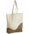 W235 Westford Mill Organic Cotton Wave Print Maxi Tote Bag Natural / Caramel colour image